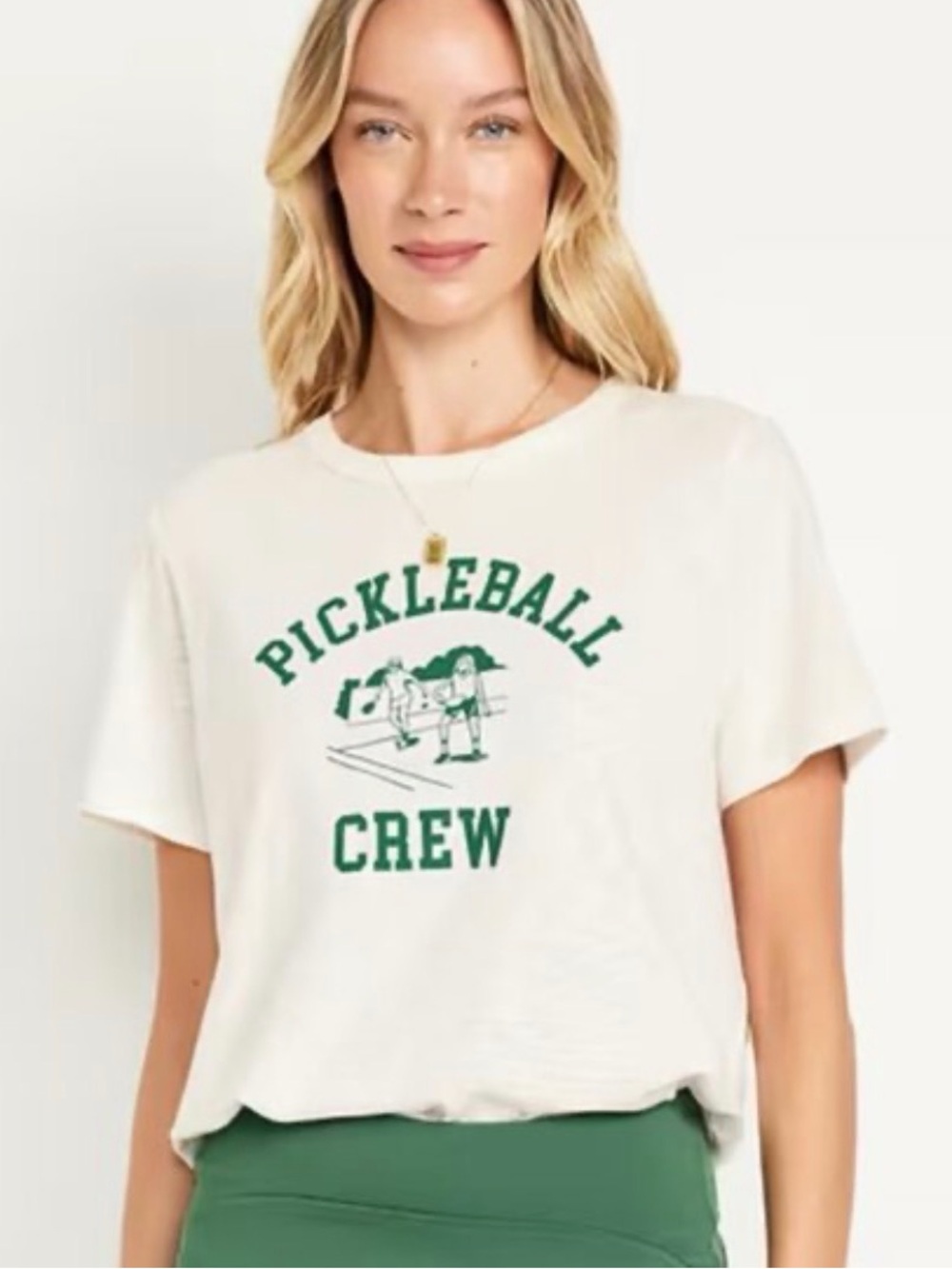 Old Navy Cream Pickleball Crew Graphic Tee